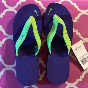 New purple and green Nike sandals size 9